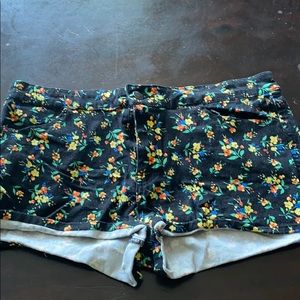 Black flower Jean shorts